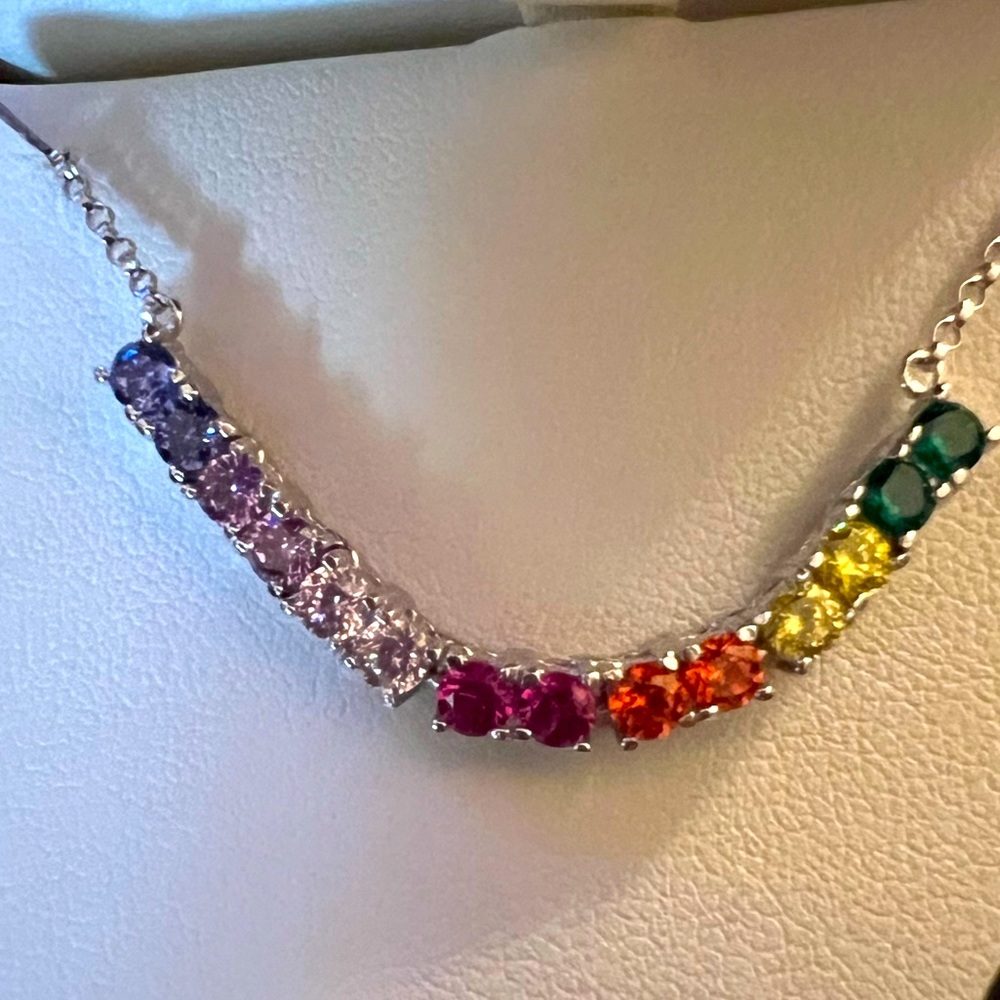 Multi stone tennis necklace